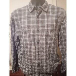 Patagonia Size Medium M Long Sleeve Plaid Gray Button Down Shirt Organic Cotton